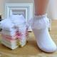 4 Pairs Of Girl's Lace Ruffle Frilly Trim Crew Socks, Breathable Cotton Comfy Dance Princess Socks