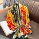 "35.4"" Classic Flower Print Shawl Elegant Imitation Silk Square Scarf Casual Windproof Head Wrap Sunscreen Travel Beach Towel"