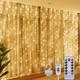 1 Pack 300led Fairy Curtain Lights, Usb Plug In 8 Modes Christmas Fairy String Hanging Lights With Remote Controller For Bedroom, Indoor, Outdoor, Weddings, Party Decorations Warm White Color White