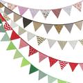 1pc Multicolored Vintage Floral Triangle Flag, Fabric Banner Bunting Garlands For Wedding, Birthday Parties, Outdoor & Home Decoration