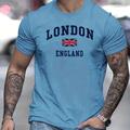 London England With Flag Pattern Men's T-shirt For Summer Outdoor, Men's Retro Crew Neck Tops