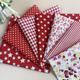 "7pcs Red 9.8"" X 9.8"" Cotton Sewing Fabric Bundles, Pre-cut Quilt Squares For Diy Crafting"