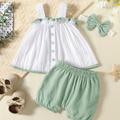 2pcs Baby Girl's Comfortable And Breathable Cami Tops & Shorts Set For Summer, Baby Girls' Clothing