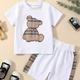 Baby Boys Outfit Set, Cotton Plaid Embroidery Bear Graphic Tee And Shorts, Infant Toddler Clothes For Spring Summer Indoor Outdoor