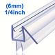 1/2/3/4pcs Frameless Shower Door Bottom Seal, Shower Door Side Seal Strip, Suitable For 1/4-inch (6mm) Glass