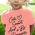 Kid Girls' Cute Tops ''cute Smart And A Bit Dramatic'' Short Sleeve T-shirt Kids Clothing Spring/ Summer/ Fall