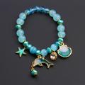 1pc Ocean Theme Bracelet Dolphin Star Pendant Mixed Color Beaded Elastic Bracelet Multi Layered Glass Beads Bracelet Cute Jewelry Gift For Girls, Eid Al-fitr Decoration