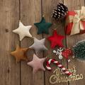 1pc Christmas Tree Ornaments Hanging Velvet Star Decorations For Christmas New Year Embellishments Holiday Party Star Bauble Small Pendant