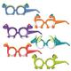 12pcs Cartoon Dinosaur Party Paper Glasses Birthday Party Decorations Dino Theme Party Photobooth Props
