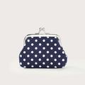 Kiss Lock Coin Purse, Women's Stylish Polka Dot Small Wallet Cute Versatile Canvas Purse