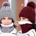 Winter Warm Hat And Scarf Kit, Thickened Wool Cap Beanie Hat Warm Ear Muffs Wool Bib Scarf Set