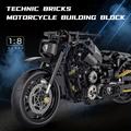 586pcs 1:8 Cool Technology Motorcycle Building Blocks Toy, Simulative Model, Diy Puzzle Assembly Compatible With 4.9mm Technic Bricks, Christmas, Halloween, Thanksgiving Day, Birthday Gift Easter Gift