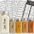 136pcs Spice Labels, Clear Spice Jar, Labels Preprinted, Water Resistant Stickers, Black And White Script, For Seasoning Herbs/ Kitchen Spice Rack Organization