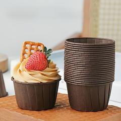 50pcs High Temperature Resistant Cake Cups, Cake Cups, Oven Roll Mouth Paper Cups, Curling Paper Trays, Baking Muffin Cup Molds For Restaurant/food Truck/bakery