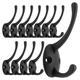 Black Metal Coat Hook, Wall Mounted Retro Dual-hooks Hanging Hook, 4/6/8/10/12pcs Utility Hook Accessories, Simple Wall Towel Hook, Installation
