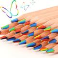 10pcs Wooden Colored Pencils, 7 Colors In 1 Core, Color Drawing Pencils. Suitable For Adult Andstudent Creation, Home Painting, Christmas Card Coloring, Handmade Diy Drawing Sketches