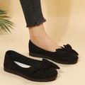 Women's Bow Tie Flats, Fashion Non Slip Round Toe Slip On Shoes, Casual Lightweight Shoes