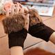 Plush Warm Ribbed Knitted Gloves Elegant Solid Color Fingerless Gloves Coldproof Knit Gloves For Women