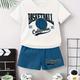 "2pcs Baby's ""basketball California"" Print Summer Set, T-shirt & Shorts, Baby Boy's Clothing, As Gift"