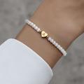 Classic A-z Heart Initial Pearl Bead Bracelet Name Bracelet Jewelry Gift For Women