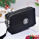 Triple Zipper Clutch Coin Purse, Nylon Lightweight Wristlet Wallet, Casual Portable Cell Phone Bag