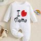 I Love Mama&papa Letter Print Baby Boys Girls Long Sleeve Romper, Cotton Unisex Newborn Onesie For Party Photography