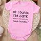 """ Of Course I'm Cute Haven't You Seen My Great Grandma? "" Letter Print Newborn Girls Summer Short-sleeved Baby Triangle Romper Clothing Pattern Infant Triangle Harem Pregnancy Gift"