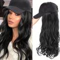 Hat Wigs 24 Inch Long Curly Wavy Hair Wigs With Baseball Cap, Baseball Cap With Synthetic Hat Attached, Halloween Costume Party Wigs