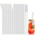 12-pack Glass Straws, Reusable Glass Drinking Straws, 7.8 Inch Long, Including 6 Straight And 6 Bent With 4 Cleaning Brush, Clear Glass Straws Reusable