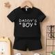 "2pcs Baby Boy's Casual ""daddy's Boy"" Print T-shirts And Shorts Set, Summer Clothing"