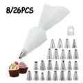 26pcs, Complete Cake Decorating Tool Kit With Reusable Pipping Bag And Coupler - Perfect For Diy Cake Making, Cookie Making, And Baking - Essential Kitchen Gadgets And Accessories For Home Bakers