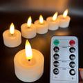 6pcs 3d Black Wick Led Flameless Battery Operated Tea Lights Candles With Remote Control, Romantic Valentine's Day Decor Flickering Votive Tea Light Candle For Special Night, Timer Tealight