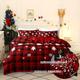 3-piece Christmas-themed Duvet Cover Set - Checkered Elk Snowflake Print, Soft & Breathable, Perfect For Bedroom, Guest Room & Dorm!