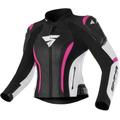 SHIMA Miura 2.0 Veste en cuir de moto pour dames, noir-blanc-rose, taille 38 pour Femmes