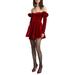 Sigma Long Sleeve Off The Shoulder Stretch Velvet Minidress