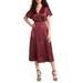 Surplice V-neck Satin Midi Dress