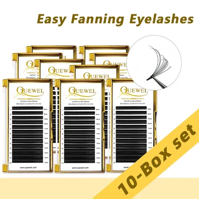 Quewel Easy Fans Eyelash 10 Case/Lot Blooming Volume Eyelashes Extension Professionals False Mink