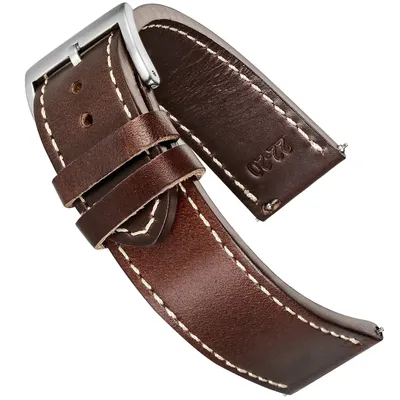 High Quality Horween Genuine Leather Straps Brown Soft Wrap Handmade Horse Leather Wrist Bands 18mm