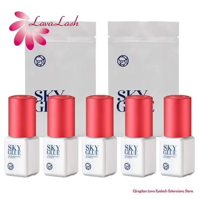 5 Bottles Original Sky Glue for Eyelash Extensions 5ml Korea Sky S Plus Type Red Cap Glue