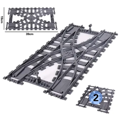 City Trains Flexible Tracks Forked Straight Curved Rails Switch Building Block Bricks High-Tech Creative Toys for kid