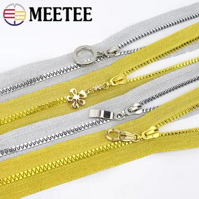 2/5Pcs Meetee 60cm 5# Gold Silver Open-end Resin Zipper for Sewing Coat Down Jacket Bag Zippers DIY