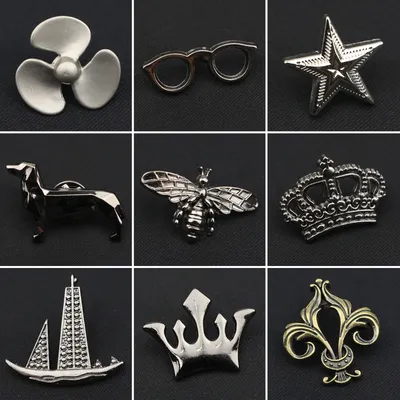 Fashion Men's Mini Brooches Chic Style Guitar Crown Boat Star Bee Advanced Lapel Pin Suit Shirt