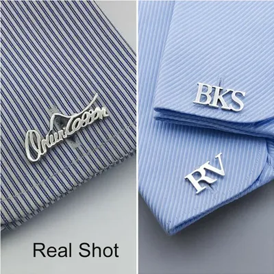 Customized Name Logo Cufflinks Trendy Men's Shirt Cuff Buttons Wedding Jewelry Gifts