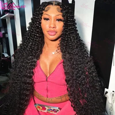 30 40 Inch Deep Wave Frontal Wig Human Hair 13x4 Curly Lace Front Wig Full Transparent HD Lace Water