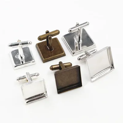 10pcs/ Lot Square 16mm,18mm,20mm, 3 Colors Plated Square Copper Cufflink Base Cuff Link Settings