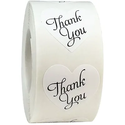 50pcs Labels stickers Heart shape white thank you Stickers seal labels scrapbooking for Package