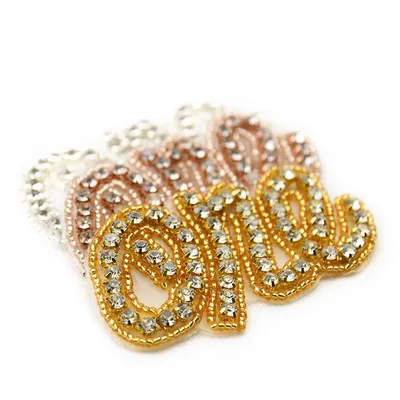 Rhinestone and Beaded Letter Patches, Popular and Lovely Applique, DIY Accessory, WRA-800