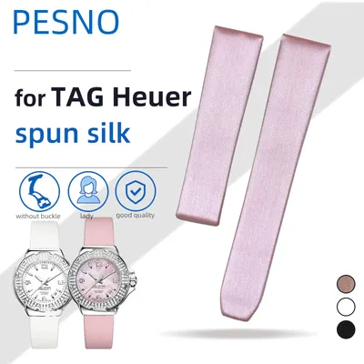 PESNO Compatible for TAG Heuer F1 WAC1214/1215/1216/1218 Ladies Watch Band Soft Spun Silk Genuine