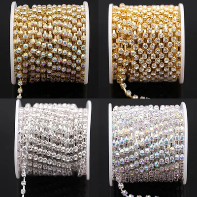 1Yard 10Yards/roll SS6-SS38 Glitter Crystal Rhinestone Chain Claw Crystal Rhinestones Chain For