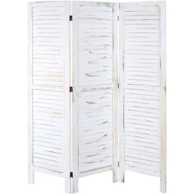 Paravent HHG 519, Trennwand Sichtschutz Raumteiler, Shabby-Look 170x120cm weiß - white